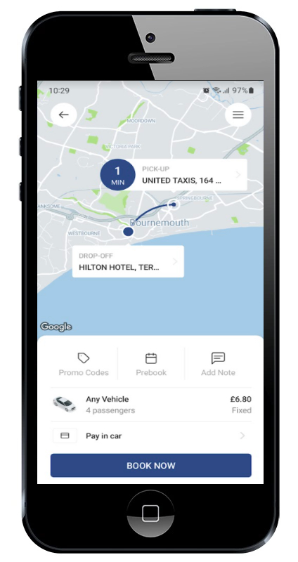 united taxis booking app picture